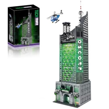 MikaBrical Spider Oscorp Hero Tower mit Hubschrauber - 6375 Teile 102 cm hohes Klemmbausteine Architektur Modular Building Set, Gebäude Modell für Erwachsene und Filmfans Youmko YM014 - 1