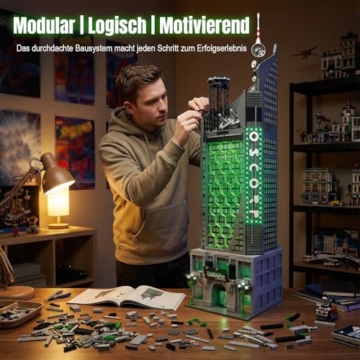 MikaBrical Spider Oscorp Hero Tower mit Hubschrauber - 6375 Teile 102 cm hohes Klemmbausteine Architektur Modular Building Set, Gebäude Modell für Erwachsene und Filmfans Youmko YM014 - 7