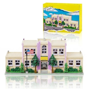 MikaBrical Springfieid Klemmbausteine Haus Set für Erwachsene - 3500 Teile Simpsan Schule Film Architekture Stadthaus Modular Building Compatible mit Barweer - 1