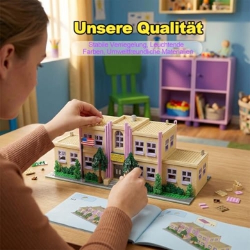 MikaBrical Springfieid Klemmbausteine Haus Set für Erwachsene - 3500 Teile Simpsan Schule Film Architekture Stadthaus Modular Building Compatible mit Barweer - 5