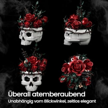 Millionspring-Bausatz für rote Rosensträuße mit Totenkopfvase, rote künstliche Rosen, Geschenke für Sie und Ihn zum Geburtstag, Jahrestag, Valentinstag, Halloween, Weihnachten, Gothic-Heimdekoration - 3