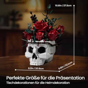 Millionspring-Bausatz für rote Rosensträuße mit Totenkopfvase, rote künstliche Rosen, Geschenke für Sie und Ihn zum Geburtstag, Jahrestag, Valentinstag, Halloween, Weihnachten, Gothic-Heimdekoration - 5