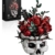 Millionspring-Bausatz für rote Rosensträuße mit Totenkopfvase, rote künstliche Rosen, Geschenke für Sie und Ihn zum Geburtstag, Jahrestag, Valentinstag, Halloween, Weihnachten, Gothic-Heimdekoration - 1
