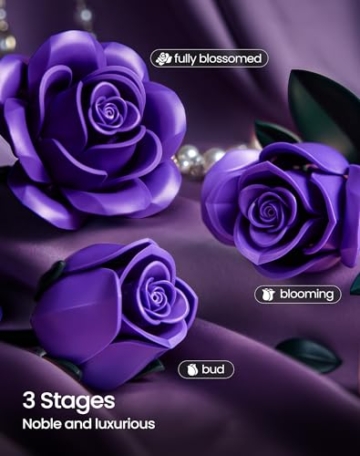 Millionspring Lila Rosenstrauß-Bauset mit 12 künstlichen Rosen, Geschenke für Ihn Sie für Valentinstag, erste Dates oder Neue Beziehungen, Geburtstag, Jahrestag, Muttertag, Gothic-Heimdekoration - 4