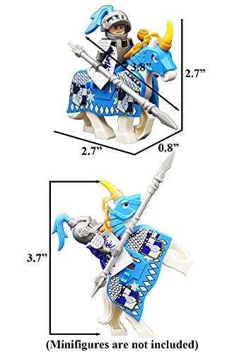 Minifiguren Waffen Pack Zubehör Kit Ritter Waffen Set inkl. Rüstung Helm Schild Barding Horses entworfen für Minifiguren Kompatibel mit Minifiguren Aller großen Marken (Mittelalterwaffe)