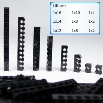Mirthben 114 Stück Technische Bauteile-Set – Technical ersatzteile mit Liftarm, Lochbalken 1-16 Noppen, T-förmig & L-Träger, Kompatibel mit großen Marken, Spielzeug für Jungen, Erwachsene (Black) - 3