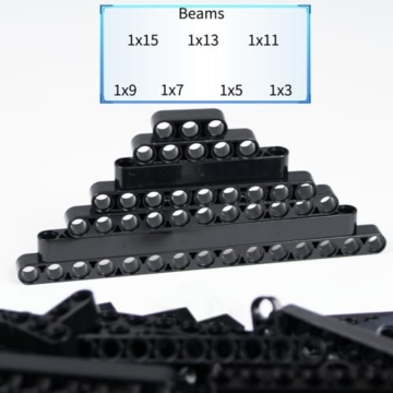 Mirthben 114 Stück Technische Bauteile-Set – Technical ersatzteile mit Liftarm, Lochbalken 1-16 Noppen, T-förmig & L-Träger, Kompatibel mit großen Marken, Spielzeug für Jungen, Erwachsene (Black) - 4