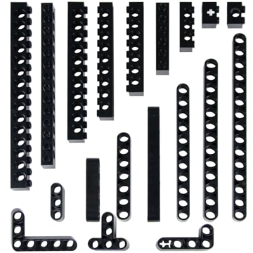 Mirthben 114 Stück Technische Bauteile-Set – Technical ersatzteile mit Liftarm, Lochbalken 1-16 Noppen, T-förmig & L-Träger, Kompatibel mit großen Marken, Spielzeug für Jungen, Erwachsene (Black) - 1