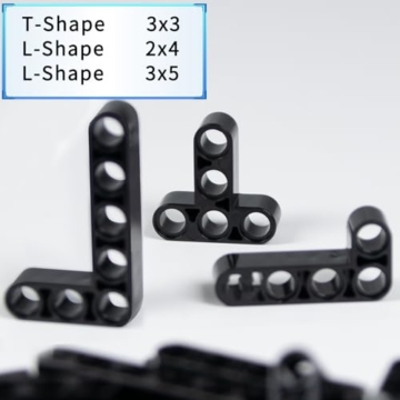Mirthben 114 Stück Technische Bauteile-Set – Technical ersatzteile mit Liftarm, Lochbalken 1-16 Noppen, T-förmig & L-Träger, Kompatibel mit großen Marken, Spielzeug für Jungen, Erwachsene (Black) - 5