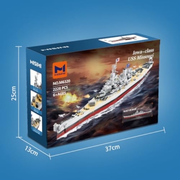 MISINI M6320 – USS Missouri (Iowa-Klasse) Schlachtschiff aus Klemmbausteinen Box