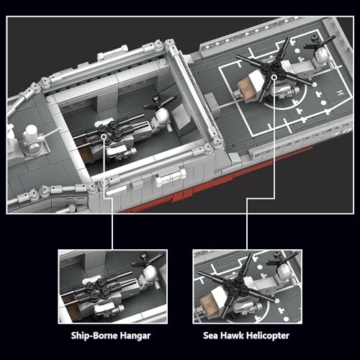 MISINI M7021 Arleigh Burke-Class Zerstörer 1:200 Klemmbausteine Set, 3601 Teile USN Kriegsschiff Modell, Groß MOC Schlachtschiff Gebäude Spielzeug Geschenk für militärische Enthusiasten und Erwachsene - 5