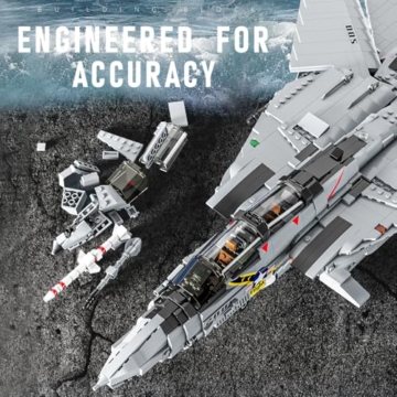 MISINI M8021 F-14 Tomcat Fighter Bausteine Set, 2453 PCS Military Series Air Force Medium Utility 1:35 Verhältnis Fighter Block Set, Erwachsene Sammlung Spielzeug Geschenk Modell Flugzeug - 4