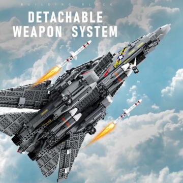 MISINI M8021 F-14 Tomcat Fighter Bausteine Set, 2453 PCS Military Series Air Force Medium Utility 1:35 Verhältnis Fighter Block Set, Erwachsene Sammlung Spielzeug Geschenk Modell Flugzeug - 5