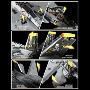 MISINI M8021 F-14 Tomcat Fighter Bausteine Set, 2453 PCS Military Series Air Force Medium Utility 1:35 Verhältnis Fighter Block Set, Erwachsene Sammlung Spielzeug Geschenk Modell Flugzeug - 7