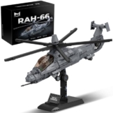 MISINI M8022 1:35 US-Armee RAH-66 Comanche Stealth Bewaffneter Hubschrauber Klemmbausteine Bausatz, 1068 Stück Militärflugzeug Modell mit Basis, Sammlergeschenk für Erwachsene Hobbyisten und Sammler - 1
