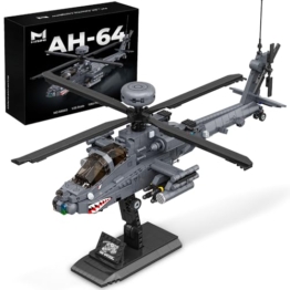 MISINI M8023 AH-64 Apache Langbogen Angriff Hubschrauber Block Kit, 1383 Stück der Militärarmee Bewaffneten Hubschrauber Bausteinsatz, 1:35 Maßstab, Erwachsene Sammlung Spielzeug Modell Flugzeug - 1