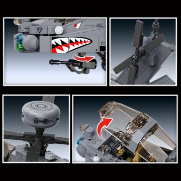 MISINI M8023 AH-64 Apache Langbogen Angriff Hubschrauber Block Kit, 1383 Stück der Militärarmee Bewaffneten Hubschrauber Bausteinsatz, 1:35 Maßstab, Erwachsene Sammlung Spielzeug Modell Flugzeug - 6