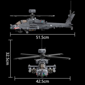 MISINI M8023 AH-64 Apache Langbogen Angriff Hubschrauber Block Kit, 1383 Stück der Militärarmee Bewaffneten Hubschrauber Bausteinsatz, 1:35 Maßstab, Erwachsene Sammlung Spielzeug Modell Flugzeug - 8
