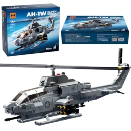 MISINI M8024 AH-1W Super Cobra Bewaffneter Hubschrauber Bausteine Set, 958 Stück Militär Medium 1:35 Hubschrauber Bausatz, Geschenke und Sammlungen für Flugzeugmodelle für Militärische Enthusiasten - 1