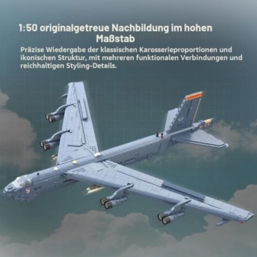 MISINI M8028 1:50 B-52H Stratofortress Bomber Klemmbausteine Bausatz, Große MOC Militärflugzeug Modell mit Stand, Sammlergrade Armee Flugzeug Geschenk für Militärfans und Erwachsene-5196 Stück - 3