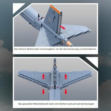 MISINI M8028 1:50 B-52H Stratofortress Bomber Klemmbausteine Bausatz, Große MOC Militärflugzeug Modell mit Stand, Sammlergrade Armee Flugzeug Geschenk für Militärfans und Erwachsene-5196 Stück - 7