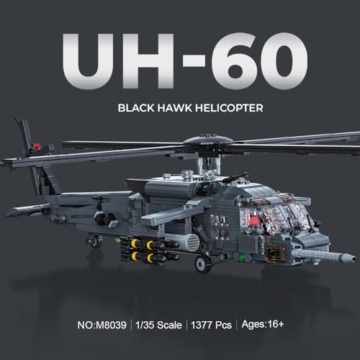 MISINI M8039 UH-60 Bewaffneter Black Hawk Hubschrauber Klemmbausteine Technik, 1377 Teile Militärserie Armee Spezialeinheiten Flugzeug, Mehrzweck- und Kampfhubschrauber Geschenk für erwachsene Sammler - 2
