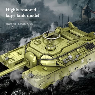 MISINI Technik Panlos 628010 T28 Schwerer Panzer Bausteine Bausatz, WWII Militär Amerikanisches Panzer Modell Klemmbausteine, 2986 Teile große Panzer Bauspielzeug für Erwachsener, Kompatibel mit Lego