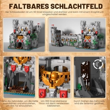 Mittelalterliches Burg Bausteine Set für Erwachsene,Mittelalterliches Schwert des Heiligen Geistes Burg-Modellbausatz,3-in-1 Kreatives Retro Burg Spielzeug Bauset für Jungen und Mädchen (2484 Stück) - 4
