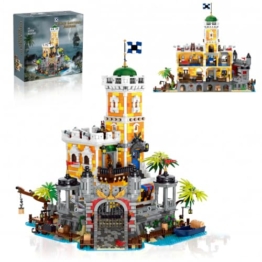 Mocbuiie 2 in 1 Klemmbausteine Piraten Burg mit LED-Beleuchtung 4975 Teile - 1