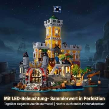 Mocbuiie 2 in 1 Klemmbausteine Piraten Burg mit LED-Beleuchtung 4975 Teile - 5