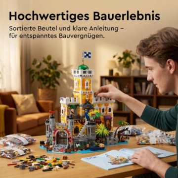 Mocbuiie 2 in 1 Klemmbausteine Piraten Burg mit LED-Beleuchtung 4975 Teile - 6