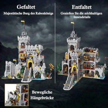 Mocbuiie 3 in 1 Raven King's Castle Klemmbausteine Burg 4961 Teile - 5