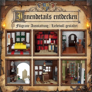 Mocbuiie Klemmbausteine Mittelalter Marktplatz 3021 Teile - 5