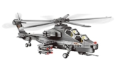 Modell WZ-10. Modell eines Kampfhubschrauber zum Bauen mit Bausteinen. Luftfahrtmodell 1:38. - 1