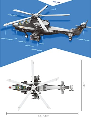 Modell WZ-10. Modell eines Kampfhubschrauber zum Bauen mit Bausteinen. Luftfahrtmodell 1:38. - 6