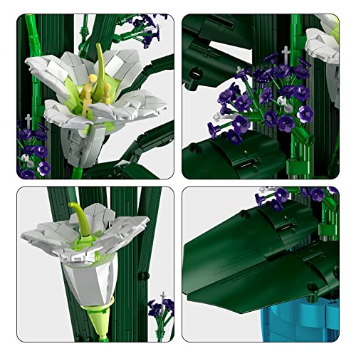 Mould King 10023 Lilie Blumen Bausteine Set Botanical Collection Baustein Set, Blume Bausteine Spielzeug für Mädchen, Blumen Baustein, Home Deko Kreative Geschenk für Frauen Mädchen