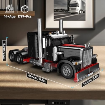 Mould King 10037 Technik Amerikanischer LKW Klemmbausteine, 1797 Teile Sportwagen Auto Modell Anhänger Montagesatz, Trailer Building Block Konstruktionsfahrzeug - 4