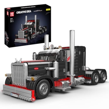 Mould King 10037 Technik Amerikanischer LKW Klemmbausteine, 1797 Teile Sportwagen Auto Modell Anhänger Montagesatz, Trailer Building Block Konstruktionsfahrzeug - 1