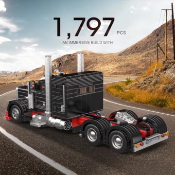 Mould King 10037 Technik Amerikanischer LKW Klemmbausteine, 1797 Teile Sportwagen Auto Modell Anhänger Montagesatz, Trailer Building Block Konstruktionsfahrzeug - 5