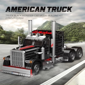 Mould King 10037 Technik Amerikanischer LKW Klemmbausteine, 1797 Teile Sportwagen Auto Modell Anhänger Montagesatz, Trailer Building Block Konstruktionsfahrzeug - 6