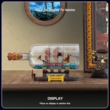 Mould King 10085 Piratenschiff in Flasche Bausteine The Queen Revenge Segelschiff Klemmbausteine Sammler Schiffsmodell Geschenk für Kinder ab 8 Jahren(885 Teile) - 3