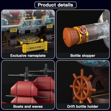 Mould King 10085 Piratenschiff in Flasche Bausteine The Queen Revenge Segelschiff Klemmbausteine Sammler Schiffsmodell Geschenk für Kinder ab 8 Jahren(885 Teile) - 5