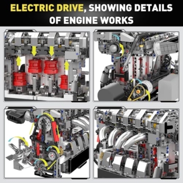Mould King 10087 Technik Vier Zylinder Reihenmotor Bausteine Modell, 1787 Teile In-line Engine Modellbausatz Bausteinset als Spielzeug/Geschenk/Sammlerstücke - 2