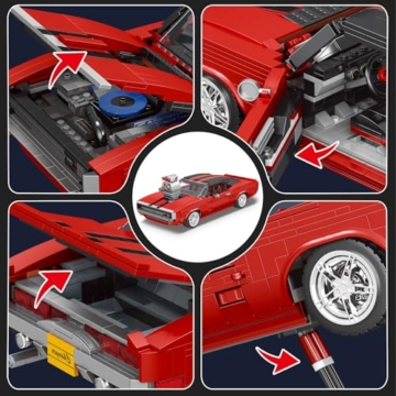 Mould King 10112 Technik Sportwagen Bausteine Set, 1869 Teile Auto Modell Bausatz, Kreatives Fahrzeug Spielzeug für Erwachsene und Sammler - 5