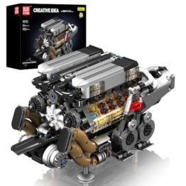 Mould King 10131 Technik W16 Motor Bausatz Bausteine Spielzeug, 952 Teile APP-Kontrolle Simulation Motor Klemmbausteine Modell mit Vier Turbolader und Batteriekasten Als Kollektion für Erwachsene - 1