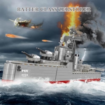 Mould King 10133 Battleship Klemmbausteine, Groß WWII Militär Kriegsschiff Marine-Schlachtschiff Modell zum Bauen und Ausstellen Geschenk für Militärbegeisterte Männer/Erwachsene(1815 Teile) - 2