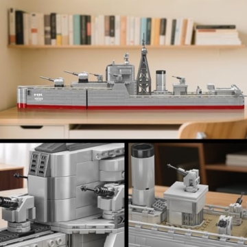 Mould King 10133 Battleship Klemmbausteine, Groß WWII Militär Kriegsschiff Marine-Schlachtschiff Modell zum Bauen und Ausstellen Geschenk für Militärbegeisterte Männer/Erwachsene(1815 Teile) - 4