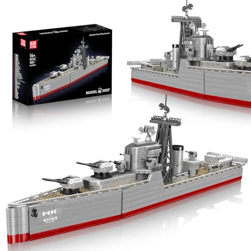 Mould King 10133 Battleship Klemmbausteine, Groß WWII Militär Kriegsschiff Marine-Schlachtschiff Modell zum Bauen und Ausstellen Geschenk für Militärbegeisterte Männer/Erwachsene(1815 Teile) - 1