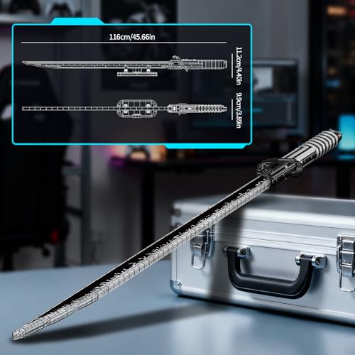 Mould King 10138 Technik Darksaber Klemmbausteine Bausatz mit Licht und Ständer, 885+ Teile Kreatives Cosplay Spielzeug, Technologie Halloween Laserschwerter Bauset - 3