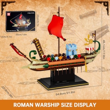 Mould King 10156 Klemmbausteine Schiff Piratenschiff Bausteine Mittelalterliches Kriegsschiff Spielzeug Segelschiff Modellbausatz Geschenk für Erwachsene(1466 Teile) - 2